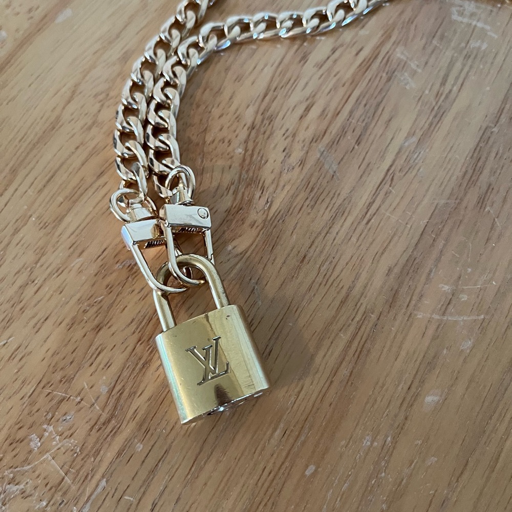 Louis Vuitton lock necklace with unbranded 24” gold chain